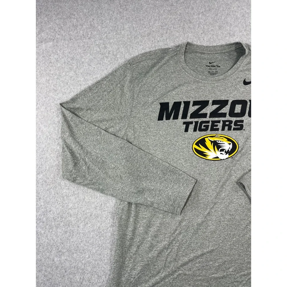 University Of Missouri Tigers Shirt Mens 2XL Gray Mizzou Nike Dri Fit Loose Fit